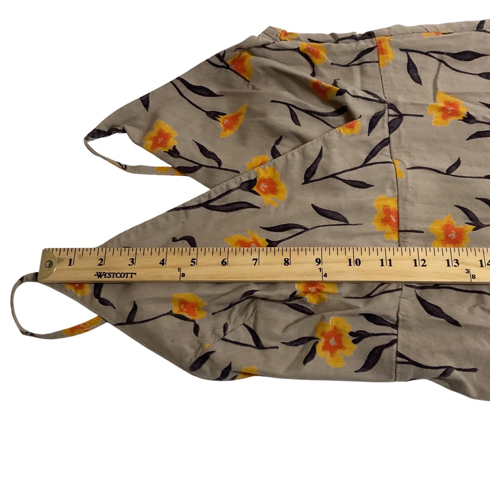 RVCA Floral Top / Mini Dress Sz Small Tan Yellow Wrap Front Boho Summer - Picture 7 of 8